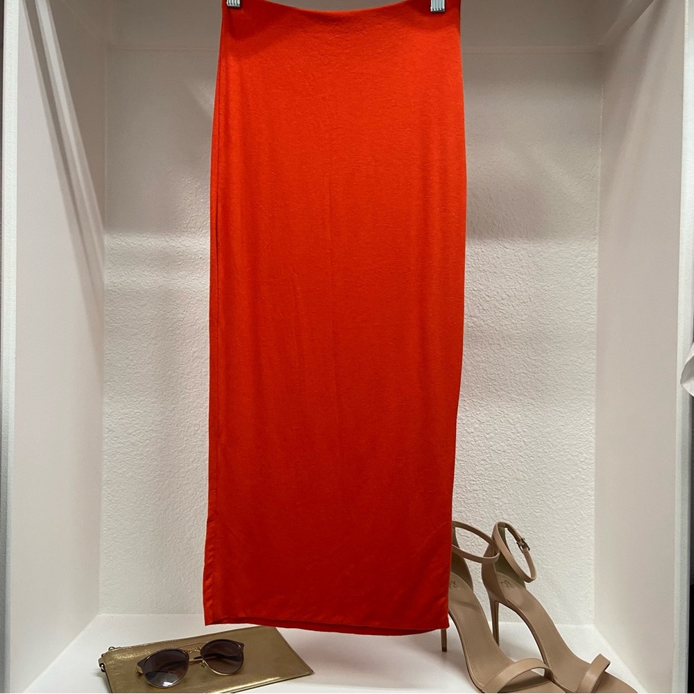 AKIRA Full- Length Bright Orange-Red Skirt- NWOT